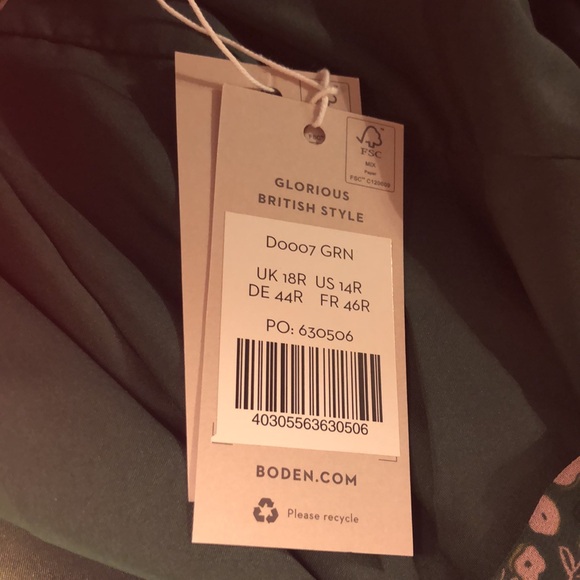 Boden Abigail Palm Leaf Floral Print Shirt Dress, Green - Picture 5 of 11